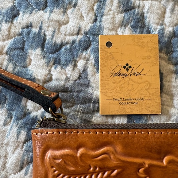 Patricia Nash Brown Embossed Leather Wristlet - Picture 2 of 5